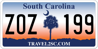 SC license plate ZOZ199
