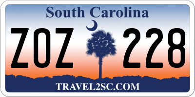 SC license plate ZOZ228