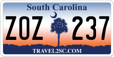 SC license plate ZOZ237