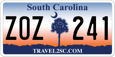 SC license plate ZOZ241