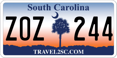 SC license plate ZOZ244