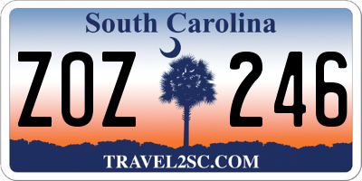 SC license plate ZOZ246