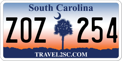 SC license plate ZOZ254