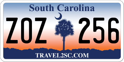 SC license plate ZOZ256