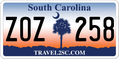 SC license plate ZOZ258