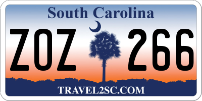 SC license plate ZOZ266