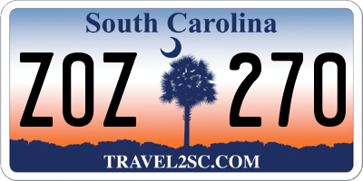 SC license plate ZOZ270