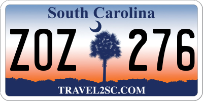SC license plate ZOZ276