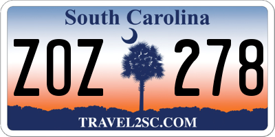 SC license plate ZOZ278