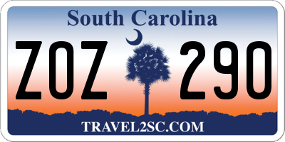 SC license plate ZOZ290