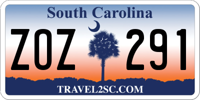 SC license plate ZOZ291