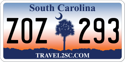 SC license plate ZOZ293