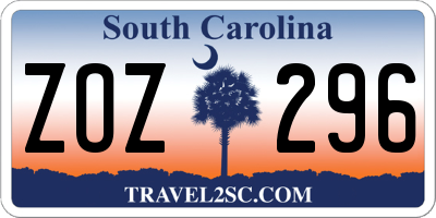 SC license plate ZOZ296