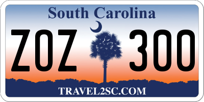 SC license plate ZOZ300