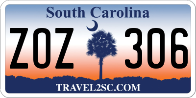 SC license plate ZOZ306