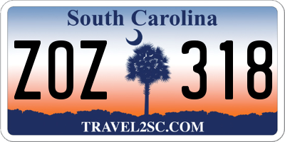 SC license plate ZOZ318