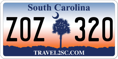 SC license plate ZOZ320