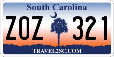 SC license plate ZOZ321