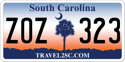 SC license plate ZOZ323