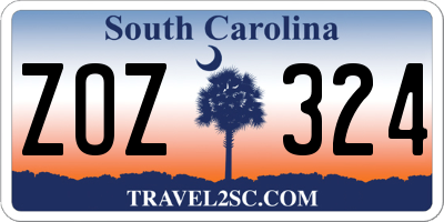 SC license plate ZOZ324