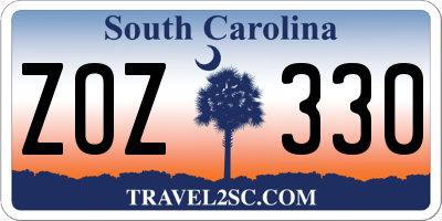 SC license plate ZOZ330