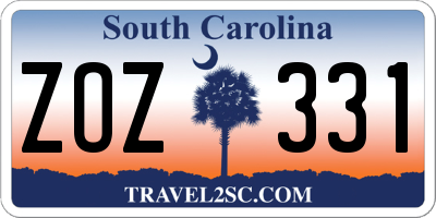 SC license plate ZOZ331