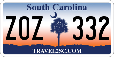 SC license plate ZOZ332