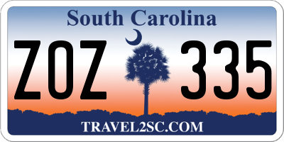 SC license plate ZOZ335