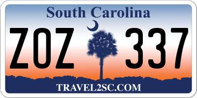 SC license plate ZOZ337