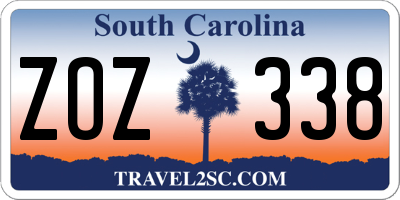 SC license plate ZOZ338