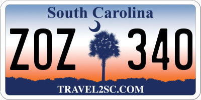 SC license plate ZOZ340