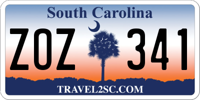 SC license plate ZOZ341