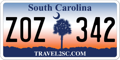 SC license plate ZOZ342