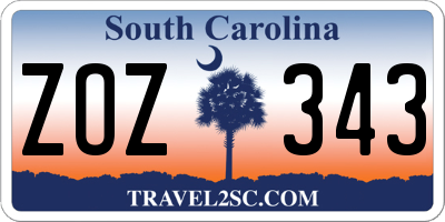 SC license plate ZOZ343