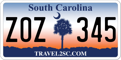 SC license plate ZOZ345