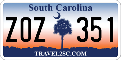 SC license plate ZOZ351