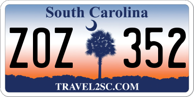 SC license plate ZOZ352