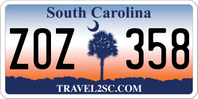 SC license plate ZOZ358