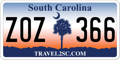 SC license plate ZOZ366