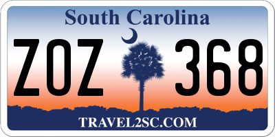 SC license plate ZOZ368