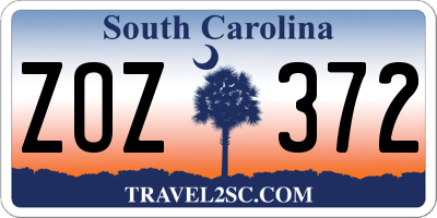 SC license plate ZOZ372