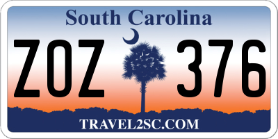 SC license plate ZOZ376