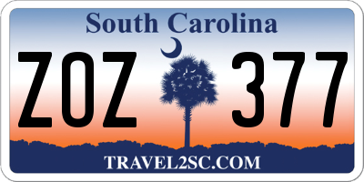 SC license plate ZOZ377