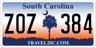 SC license plate ZOZ384