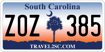 SC license plate ZOZ385