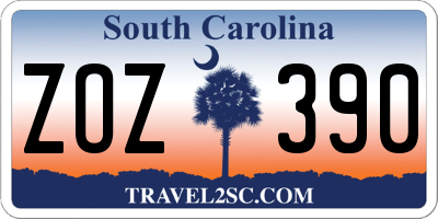 SC license plate ZOZ390
