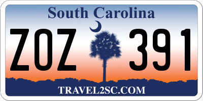 SC license plate ZOZ391