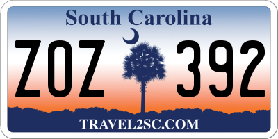 SC license plate ZOZ392