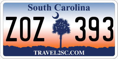 SC license plate ZOZ393