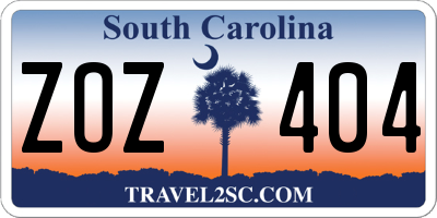 SC license plate ZOZ404